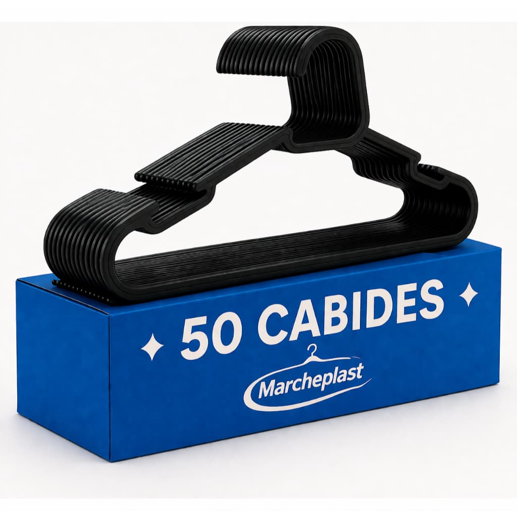 Cabide Adulto Preto Organizador Roupa Kit 50 Unidades