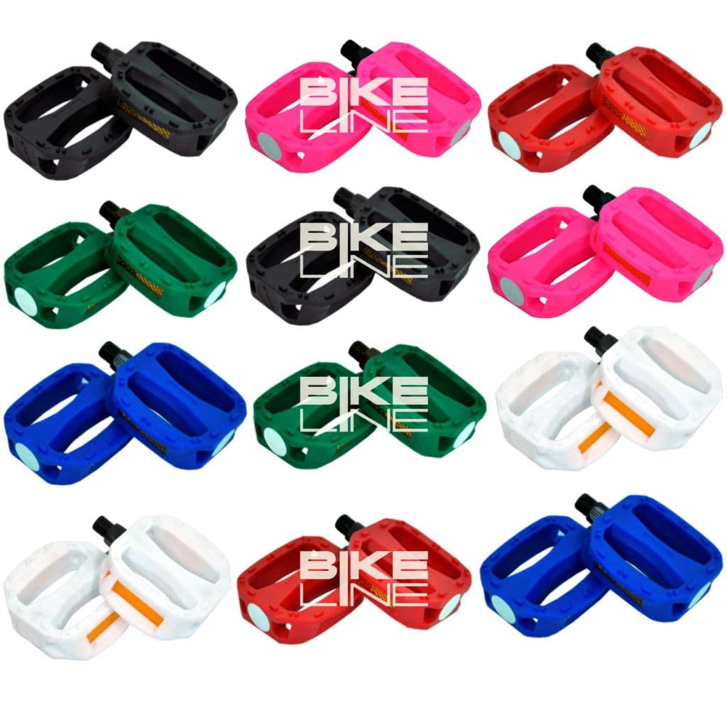 Pedal Bicicleta Infantil Mirim Colorido Para Aro 16 e Aro 20 Rosca Fina 1/2 Par Nylon Resistente