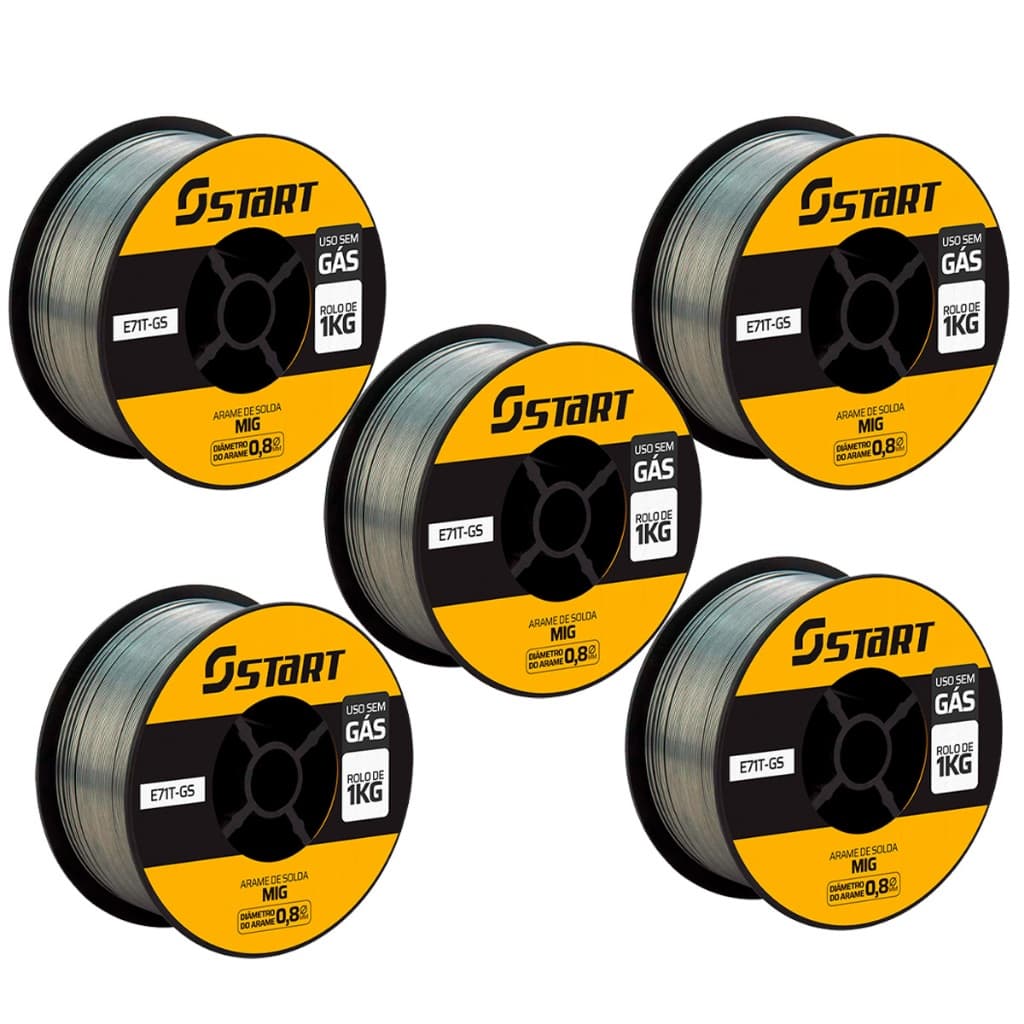 Arame Para Solda Mig Uso Sem Gás 0.8mm - Kit 5 Rolos De 1 Kg