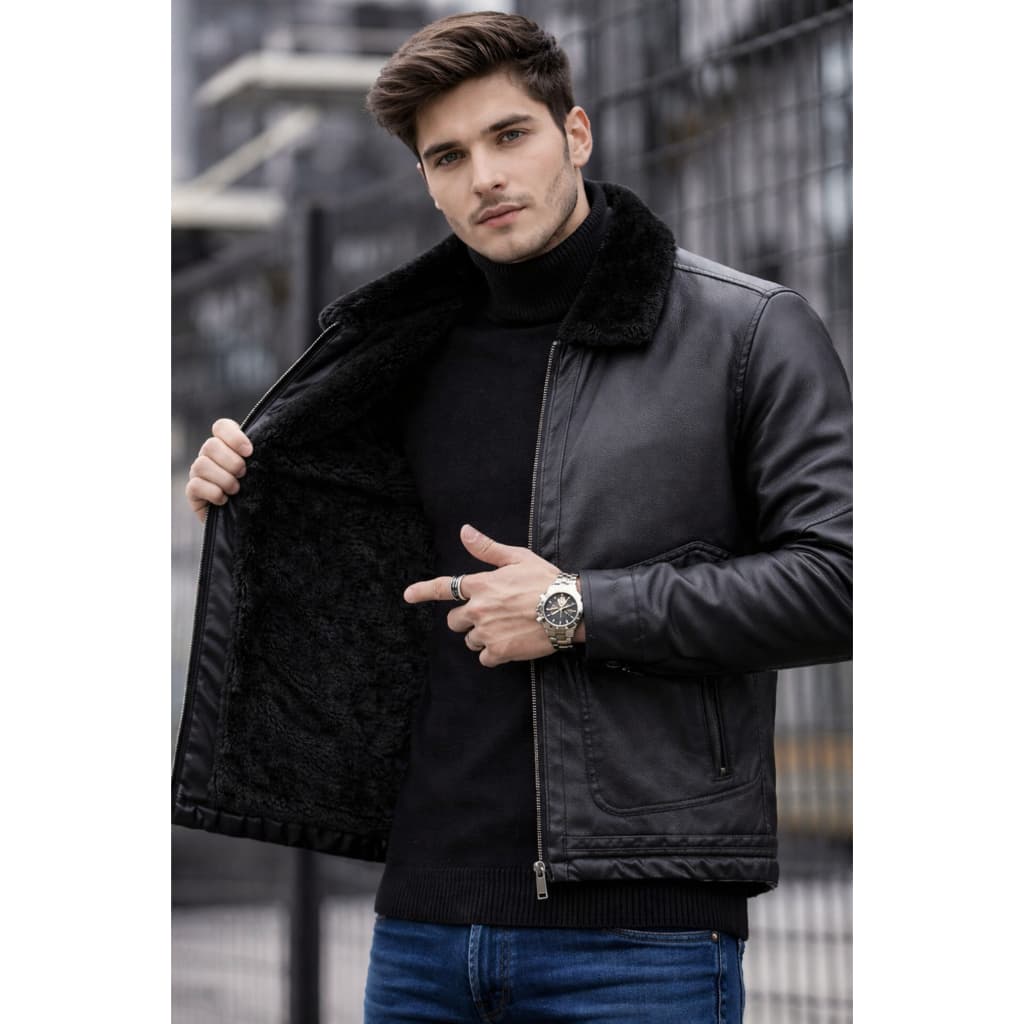jaqueta de couro Pu Slin Fit masculina importada lançamento