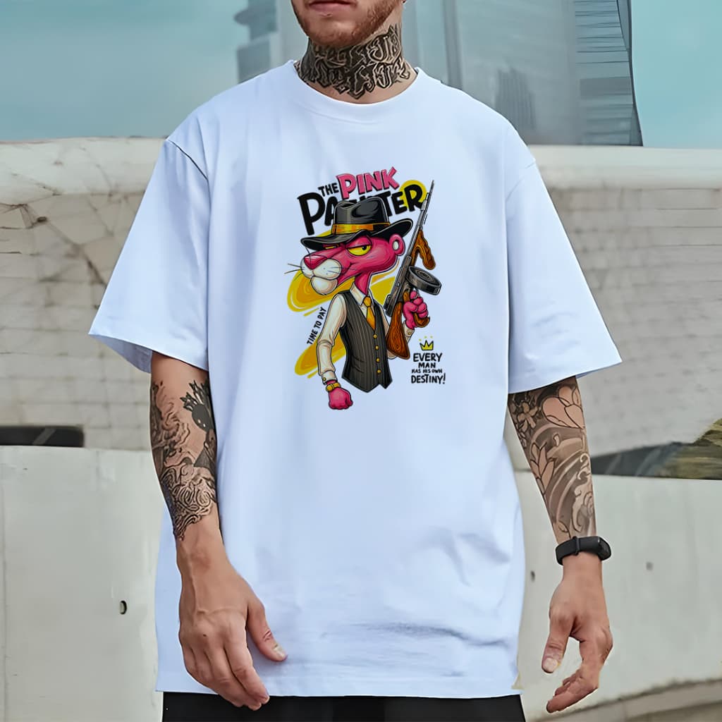Camiseta Oversized Unissex Plus Size com Estampa Modelo: "Pantera Atiradora" - Lançamento 2026
