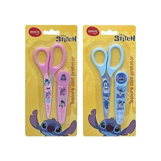 Tesoura escolar Stitch com capa protetora Molin 13cm