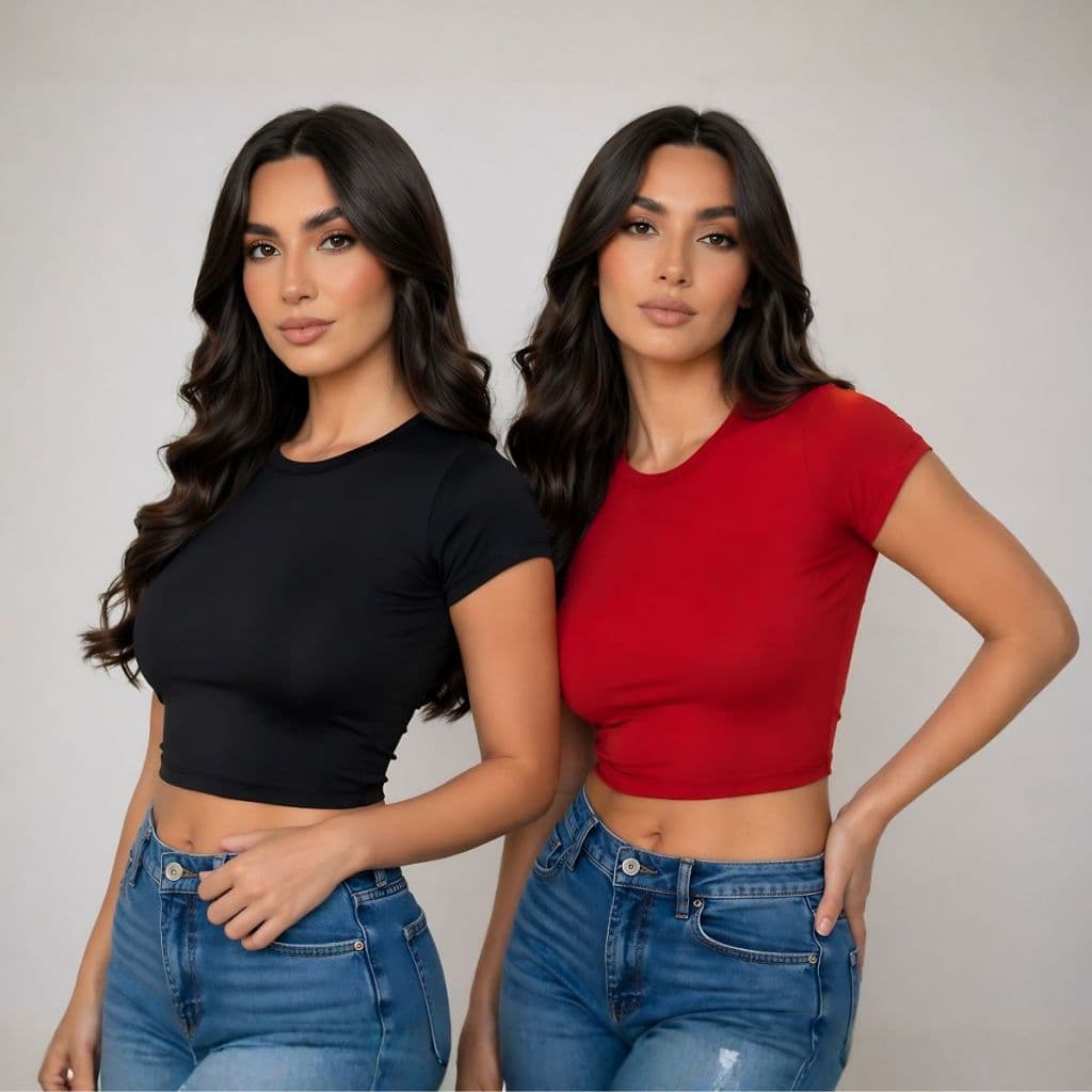 Kit 2 Blusa Feminina Suplex Modelagem Justa Confortável Versátil Dia a Dia Básica Blusinha Casual