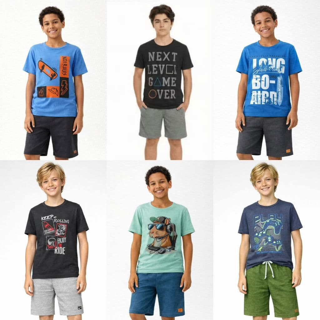 CONJUNTO BLUSA + BERMUDA VERÃO JUVENIL INFANTIL
