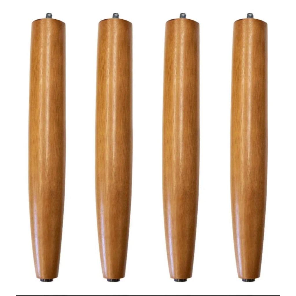 Kit 4 Pés Palito 30cm Balcão Poltrona Puff Madeira Eucalipto