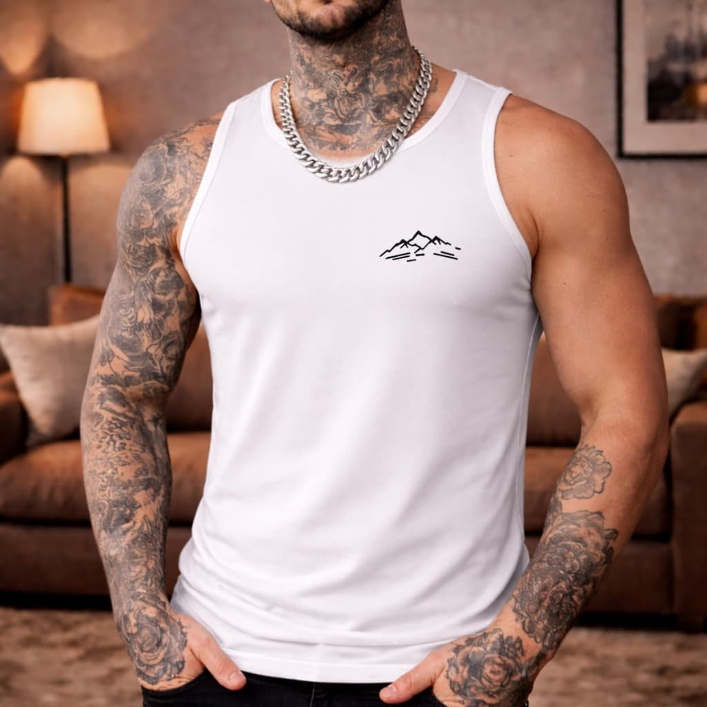 Camisa Regata Masculina Academia Algodão Brasil 100% Algodão Estampada Morro