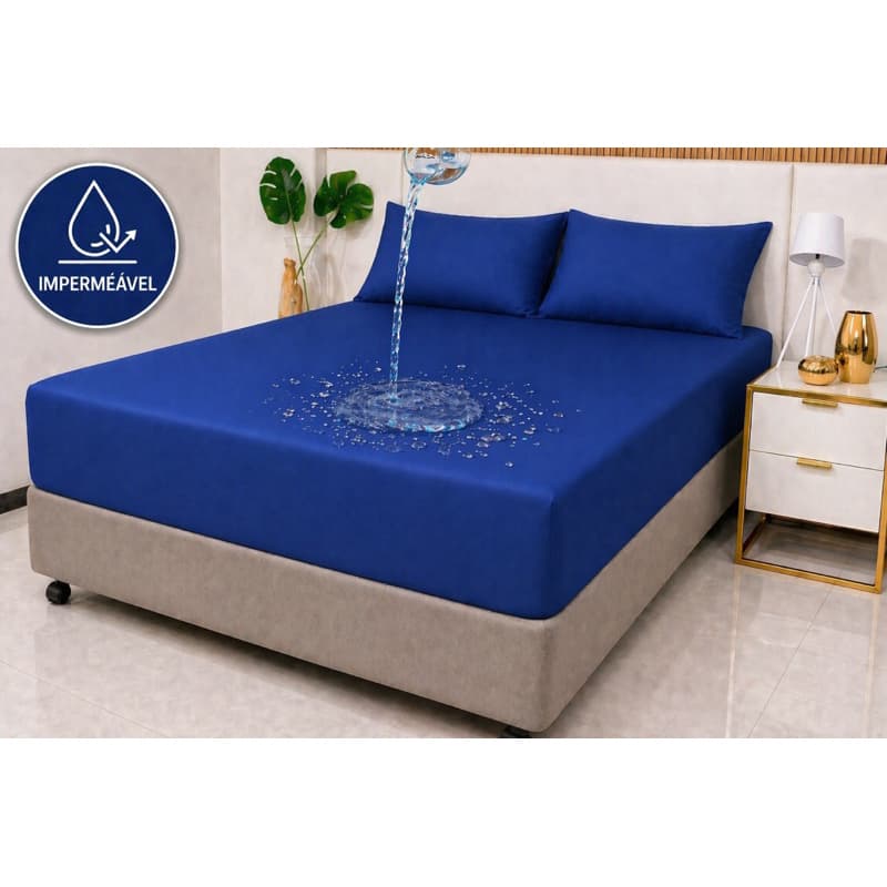 Capa Lençol Luva 100% Impermeável Cama CASAL Box com Elástico SUPER SILENCIOSO – Protetor de Colchão Malha Gel Ajustável