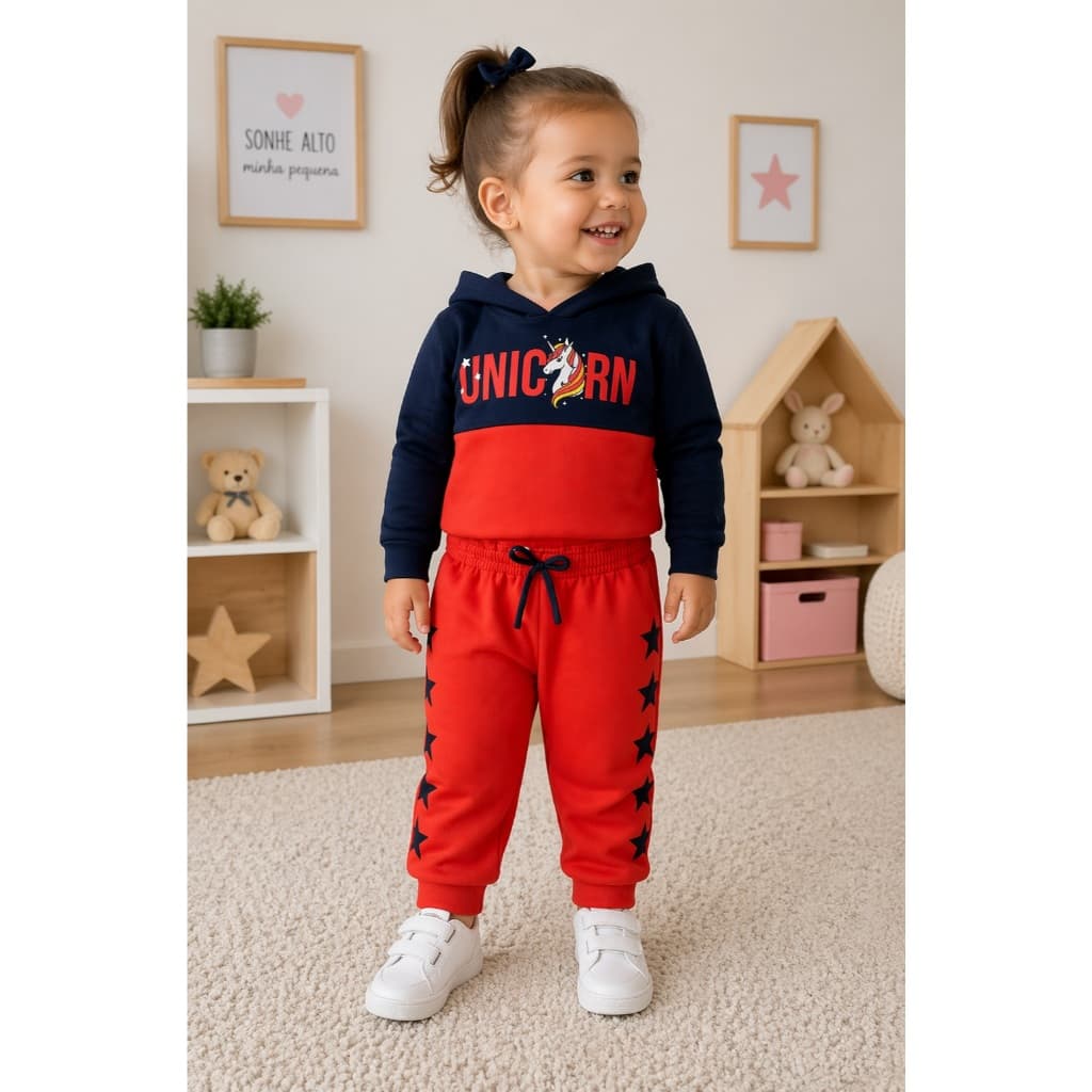 Conjunto De Moletom Infantil Feminino Unicórnio Piradinhos