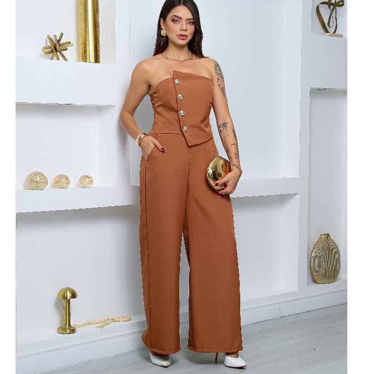 Macacão Pantalona Chic Tomara que Caia
