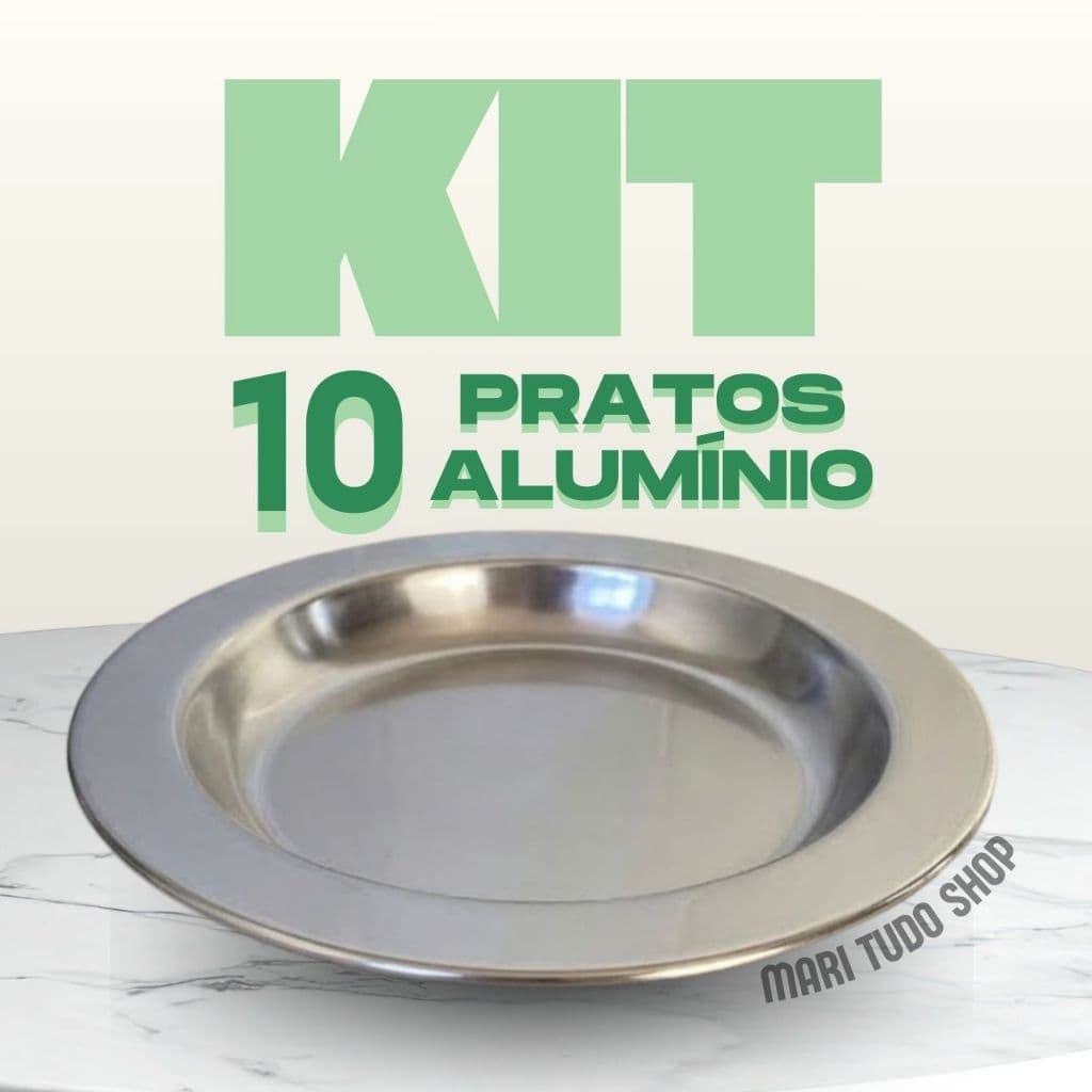 Kit c/ 10 Prato Escolar, Empreiteiro em Aluminio - 350 ml - 21 cm
