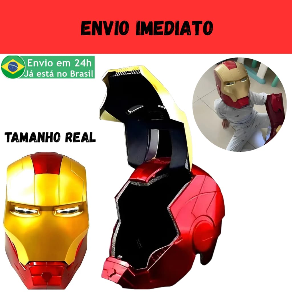 Capacete Cosplay 1.1 Iron Man Luz Led Homem De Ferro com luzes no Olhos Exclusivo Nf