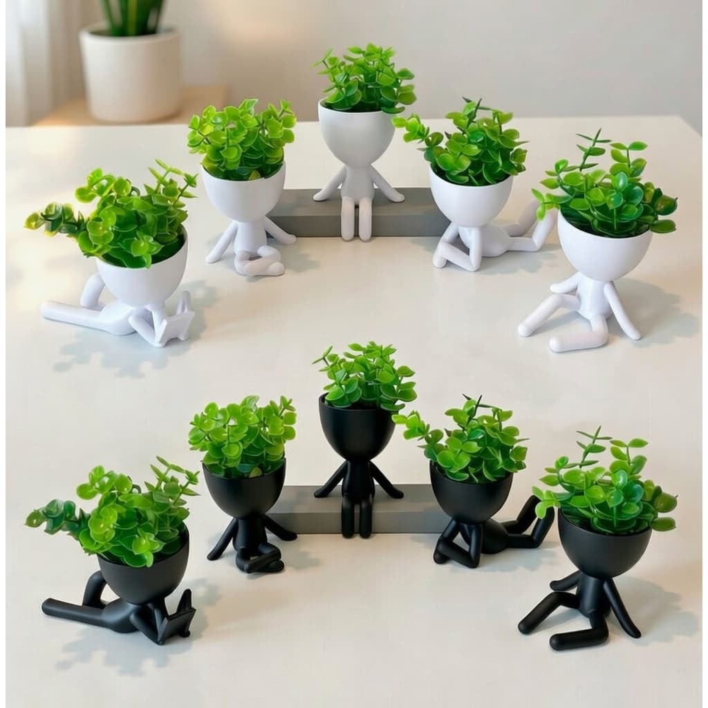 Kit 10 Mini Vasinhos com Planta Inclusa, Lembrancinha, Decoração para Casa, Sala, Estante, Enfeite, Suculenta