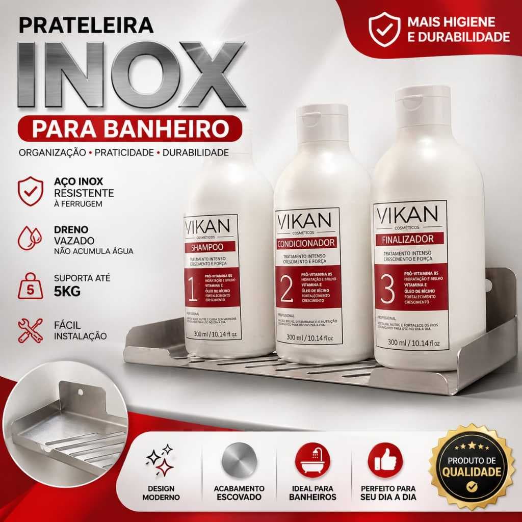 Porta Shampoo Parede em Inox moderno banheiro