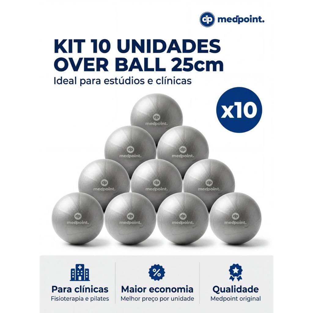 Kit 10 Bola de Yoga 25cm Pilates Ginastica Exercicio Suiça Fisioterapia PVC Overball