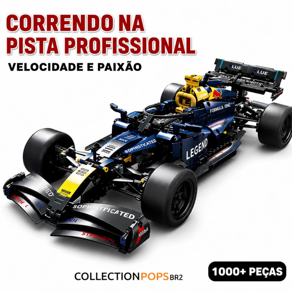 F1 Red Bull 1500 Peças Blocos de Montar Grande 1:10 – Carro de Corrida Premium para Coleção