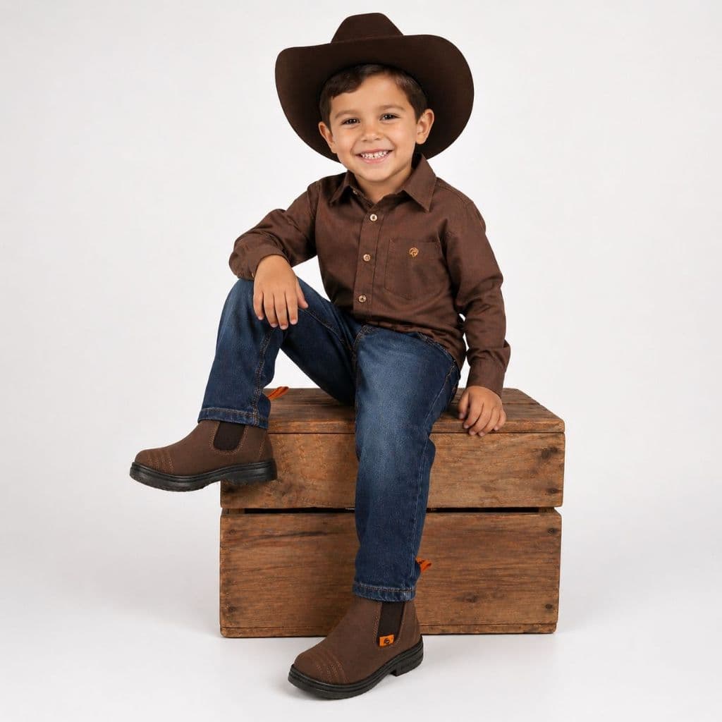Bota Vaquejada Infantil Masculina São João Country Botina  Confortável Antiderrapante 20 ao 32