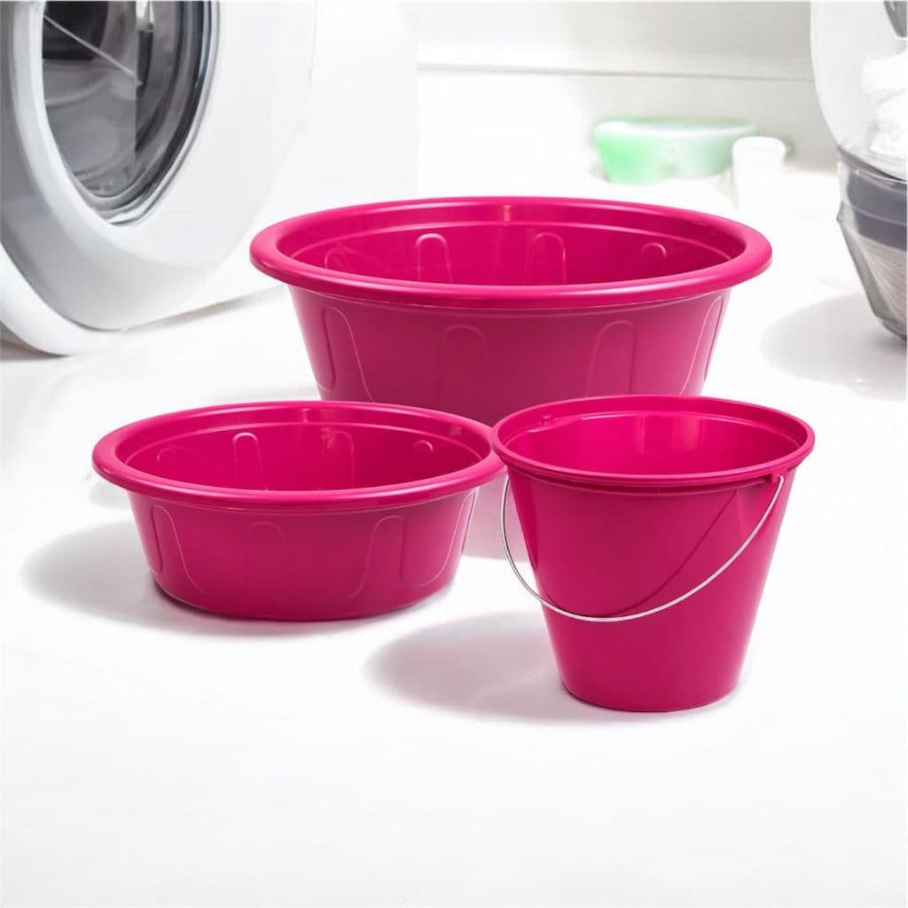 Kit Lavanderia com 2 Bacias 15L + 7,5L e 1 Balde 10L Multiuso Utilidades