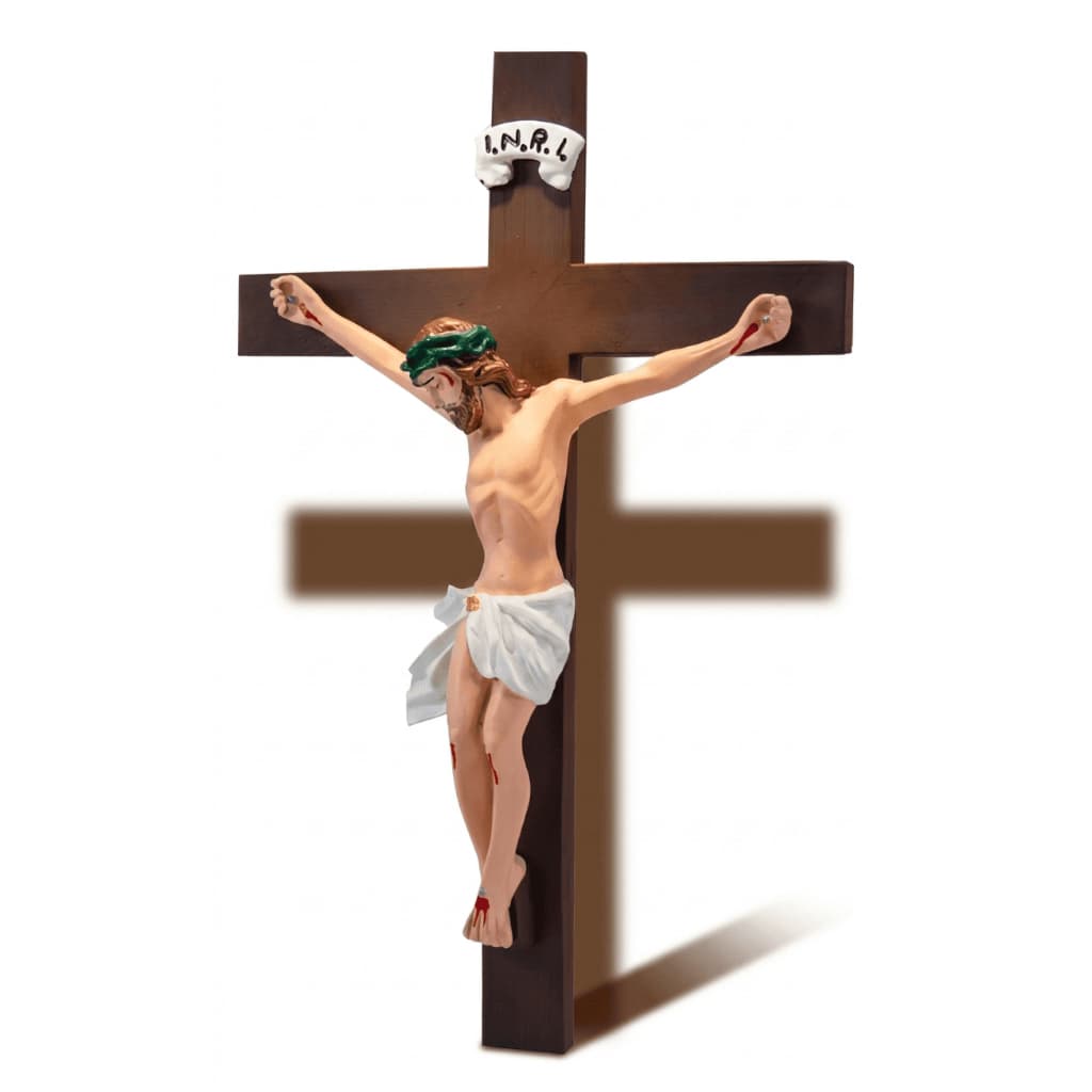 Crucifixo De Parede Jesus Na Cruz Em Borracha Não Quebra 40cm