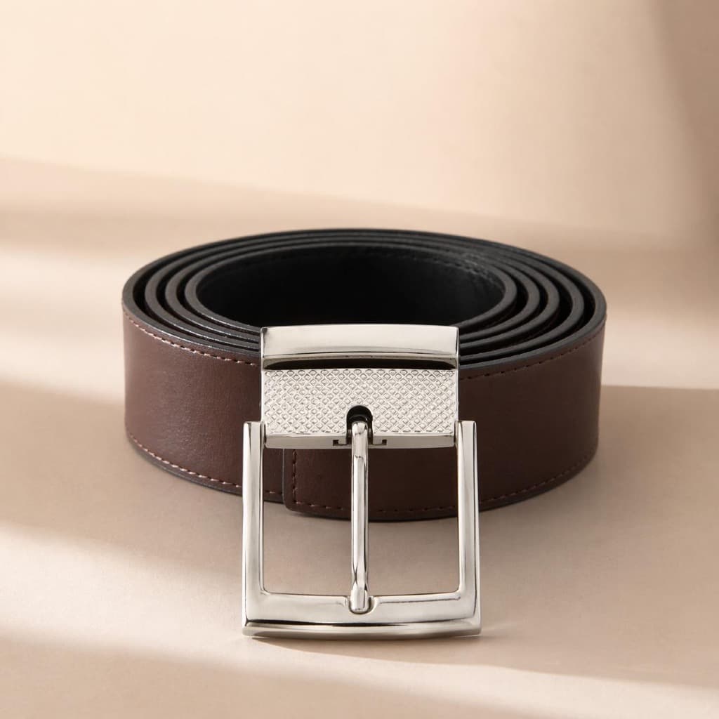 Cinto Masculino Dupla Face 2 em 1 Social Reversível Preto Marrom Couro Ajustável Premium
