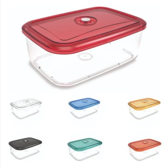 Saladeira Com Tampa Botão De Sucção Ar- 4600ml Helsim - Vermelho
