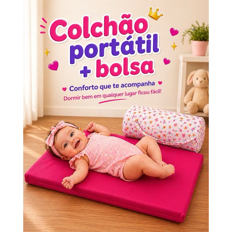 Colchonete Infantil Portátil Para Dia a Dia e Passeio Prático Para Transportar