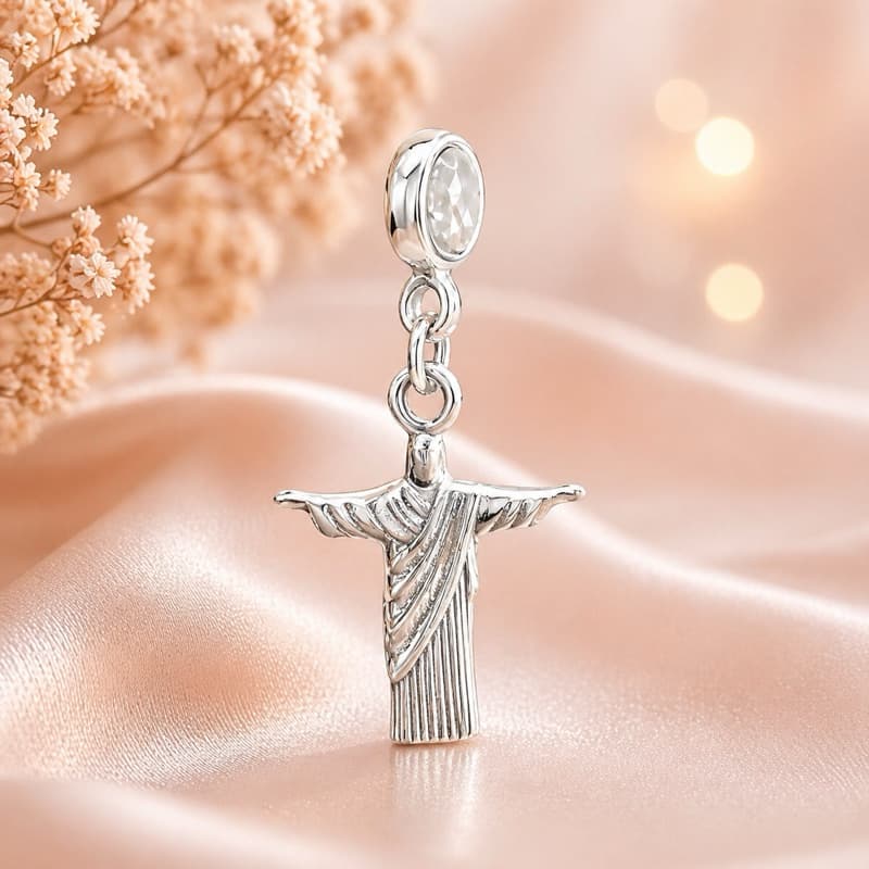 Berloque Cristo Redentor | Banhado a prata 925 Rio de Janeiro Presente
