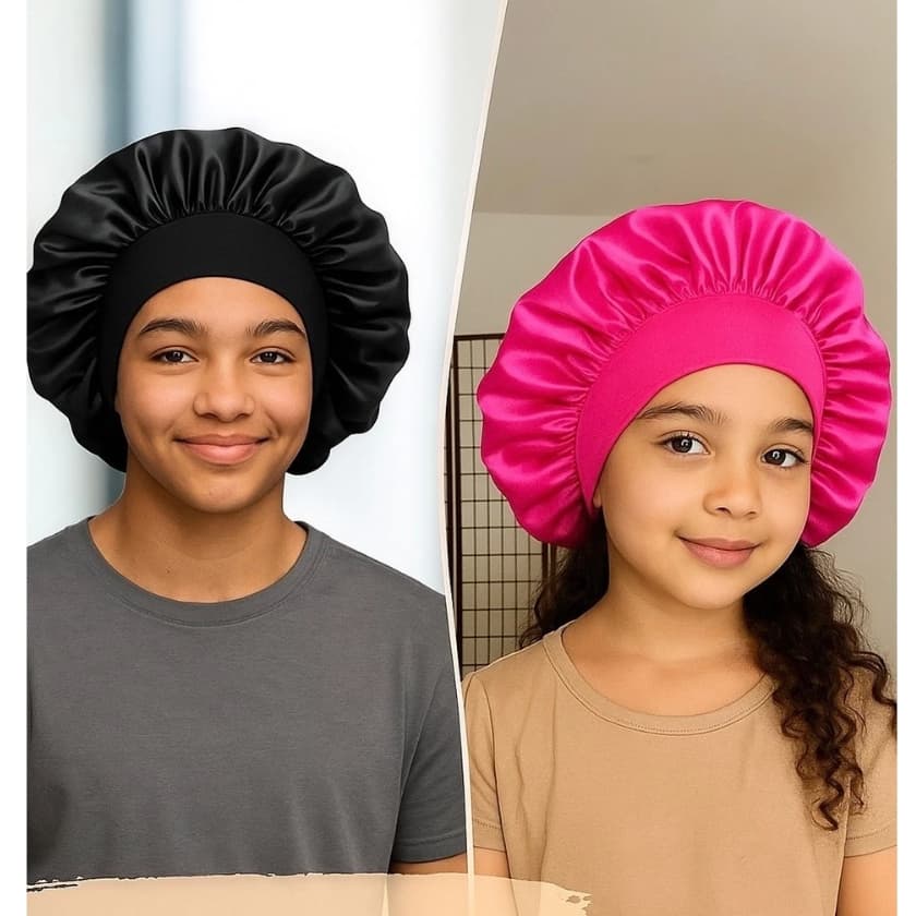 Touca de Cetim com Faixa Larga Reforçada – Conforto, Fixação e Zero Frizz