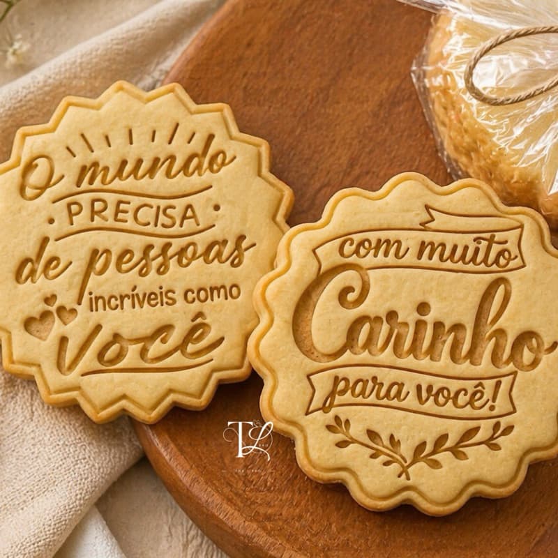 Cortador e Marcador de Biscoito Frase Motivacional 8cm para Artigo de Confeitaria