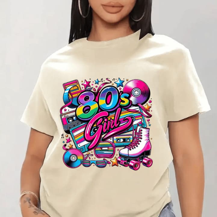 Camiseta Feminina Anos 80 Feminina Casual Girl Dia a dia Moda Tendencia 100% Algodão 30.1 Lumix