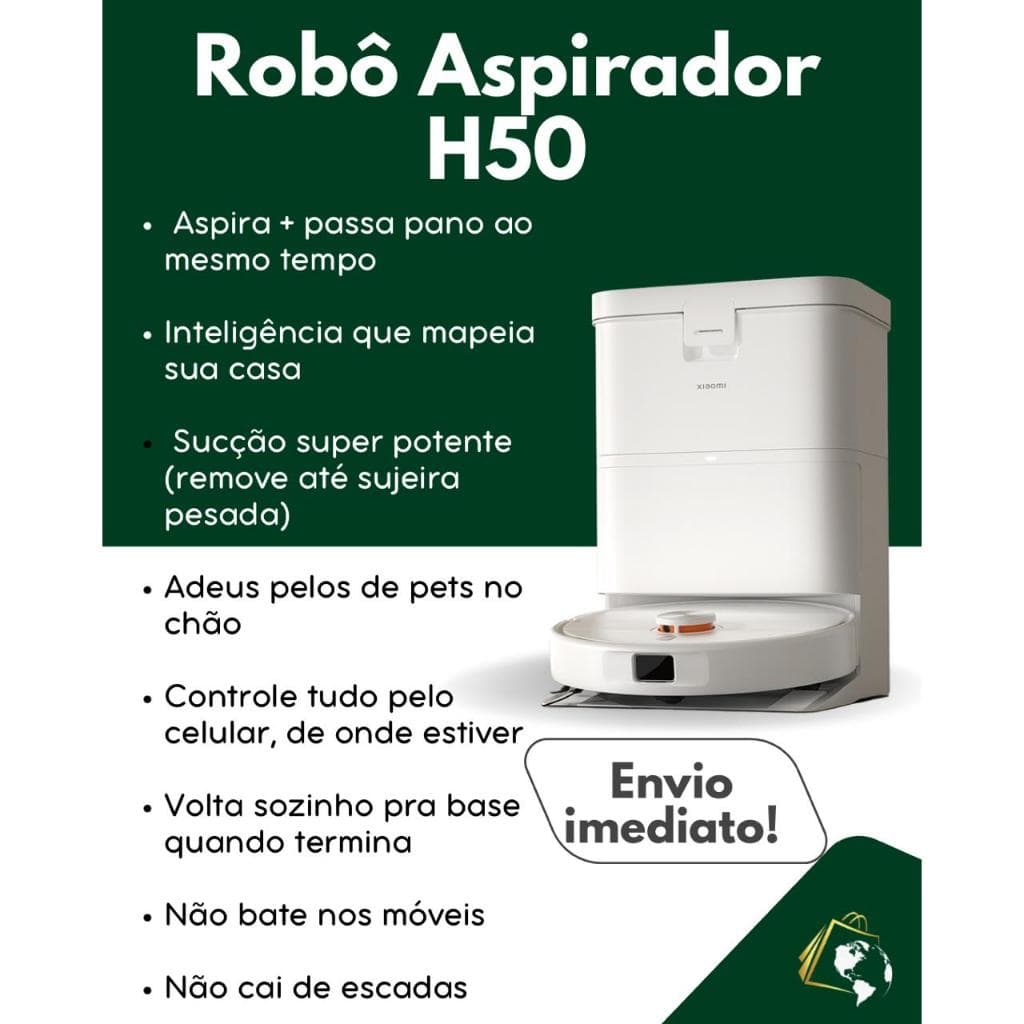Robô Aspirador Xiaomi H50 Branco - 110V/220 - LANÇAMENTO 2026