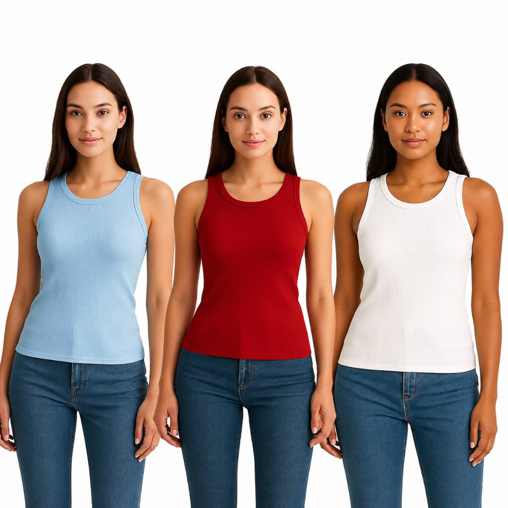 Regata Básica Ribana Canelada Algodão Premium Blusinha Feminina várias cores