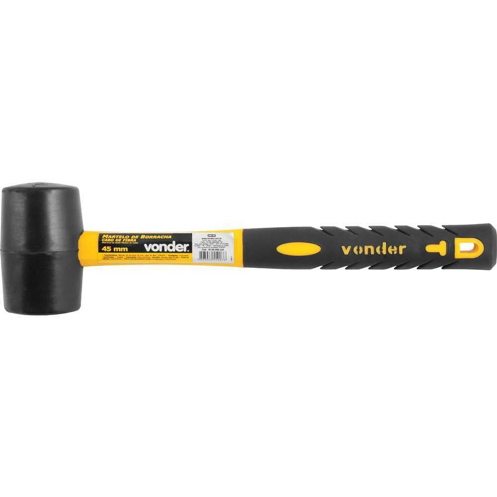 🔨 Martelo de Borracha 45mm com Cabo em Fibra – Vonder (Preto)