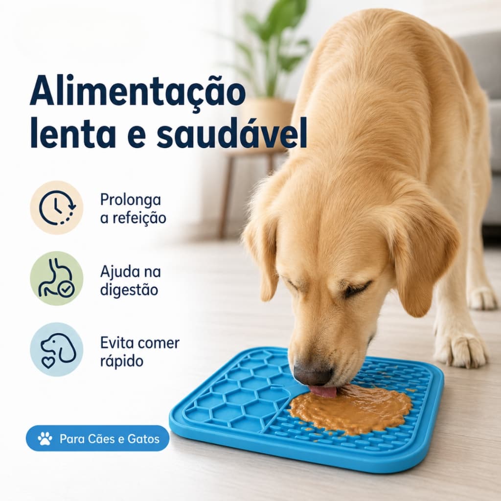 Kit 2 Tapete de Lamber Alimentação Lenta Comedouro Pet Gato Cachorro Antiengasgo Antiestresse