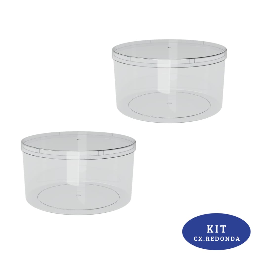 Kit 2 Caixas Organizadoras Redondas Multiuso Transparente Decoração e Organização