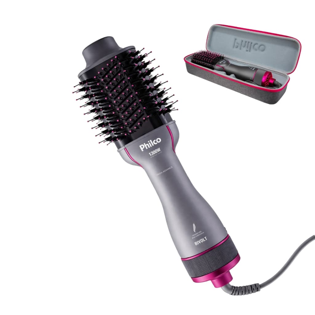 Escova Secadora Philco PES14 Infrared Bivolt Seca Alisa Modela Anti Frizz 3 Temperaturas e Ar Frio