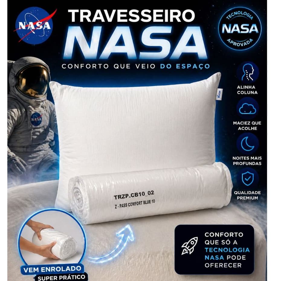 Travesseiro Nasa Pass Comfort Viscoelástico 01 pç Conforto máximo memorável macio antialérgico
