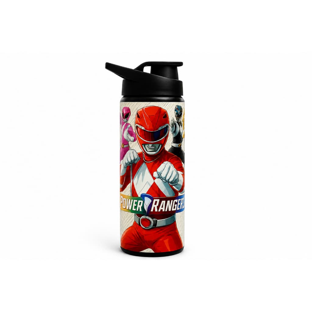 Power Rangers - Garrafa Copo e Relógio Digital Infantil - Presente Aniversário Com Nome da Criança