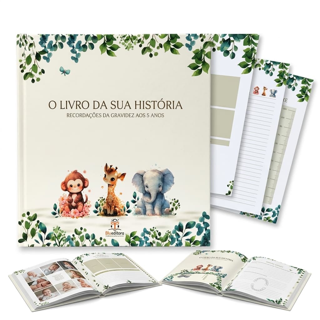 O Livro da Sua História Recordações Gravidez aos 5 Anos Blu Editora Álbum do Bebê