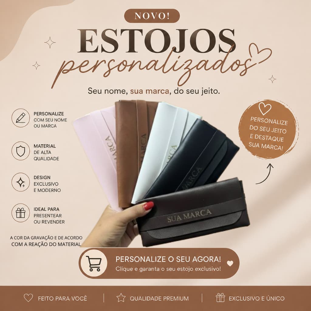 Estojo Óculos Personalizado com Nome ou Logo | Brinde Empresa e Evento