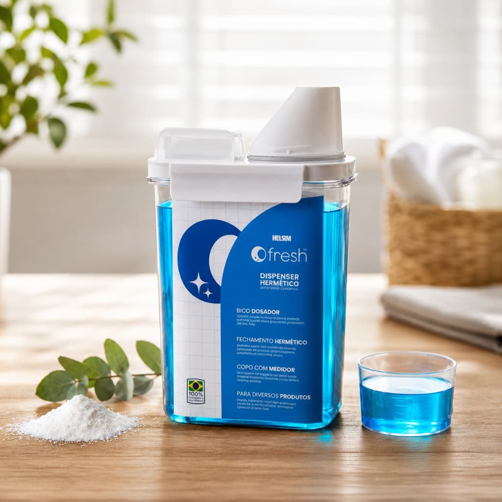 Dispenser Para Sabão Com Bico E Copo Medidor Hermético 1,5l