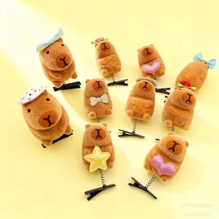 Kit 2/4/8 Peças Presilha de Cabelo 3D Capivara Bico de Pato | Acessórios Fofos Infantil