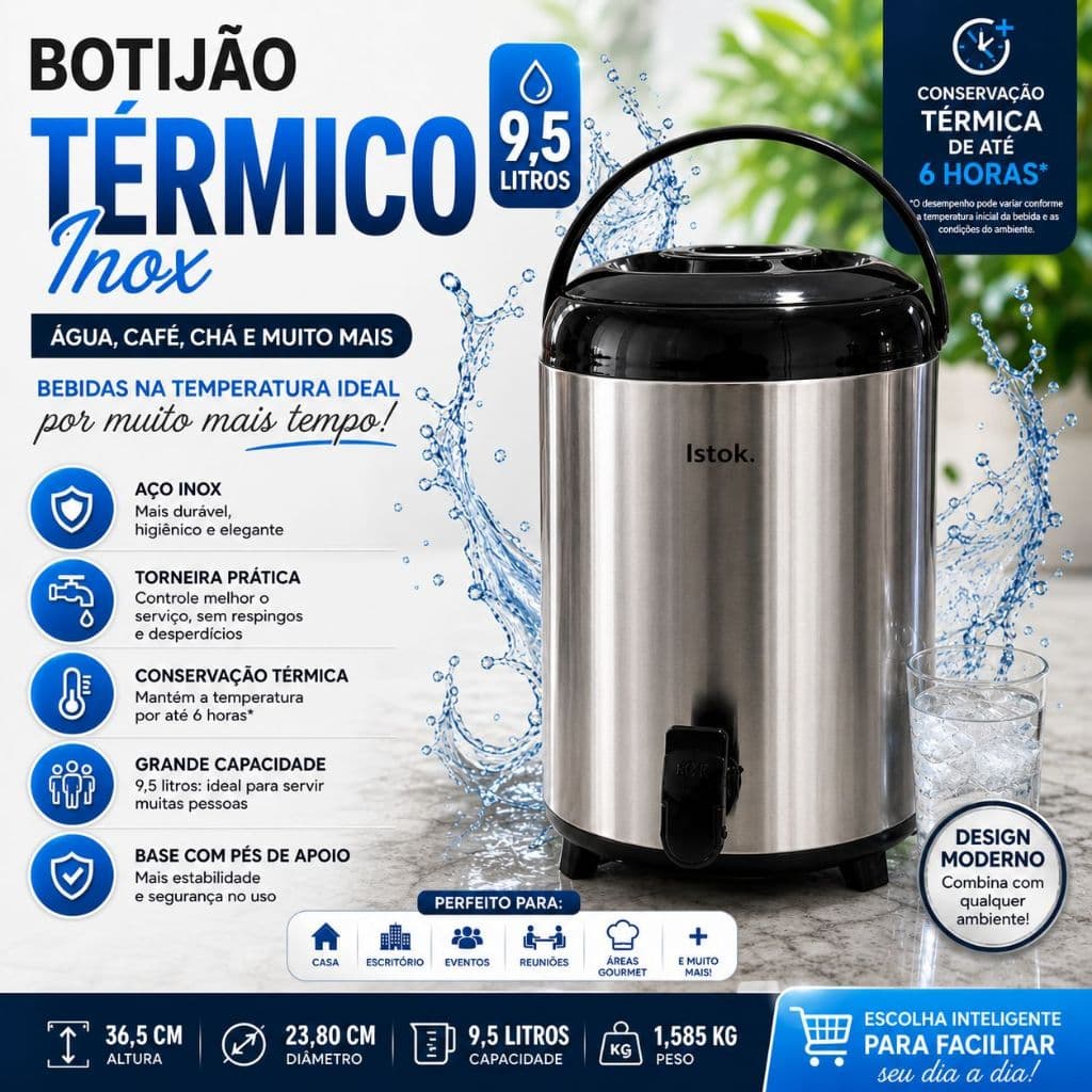Botijao Termico Inox 95 Litros Conservacao Temperatura Alta Qualidade Duravel Facil Transporte