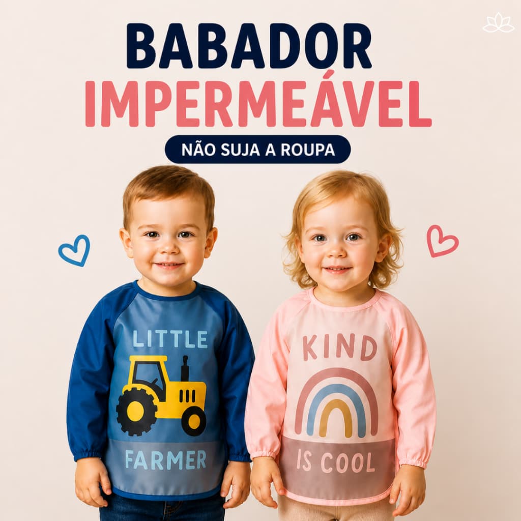 Babador Impermeável Infantil com Bolso Coletor | Não Suja a Roupa | Reutilizável e Fácil de Limpar | Menino e Menina