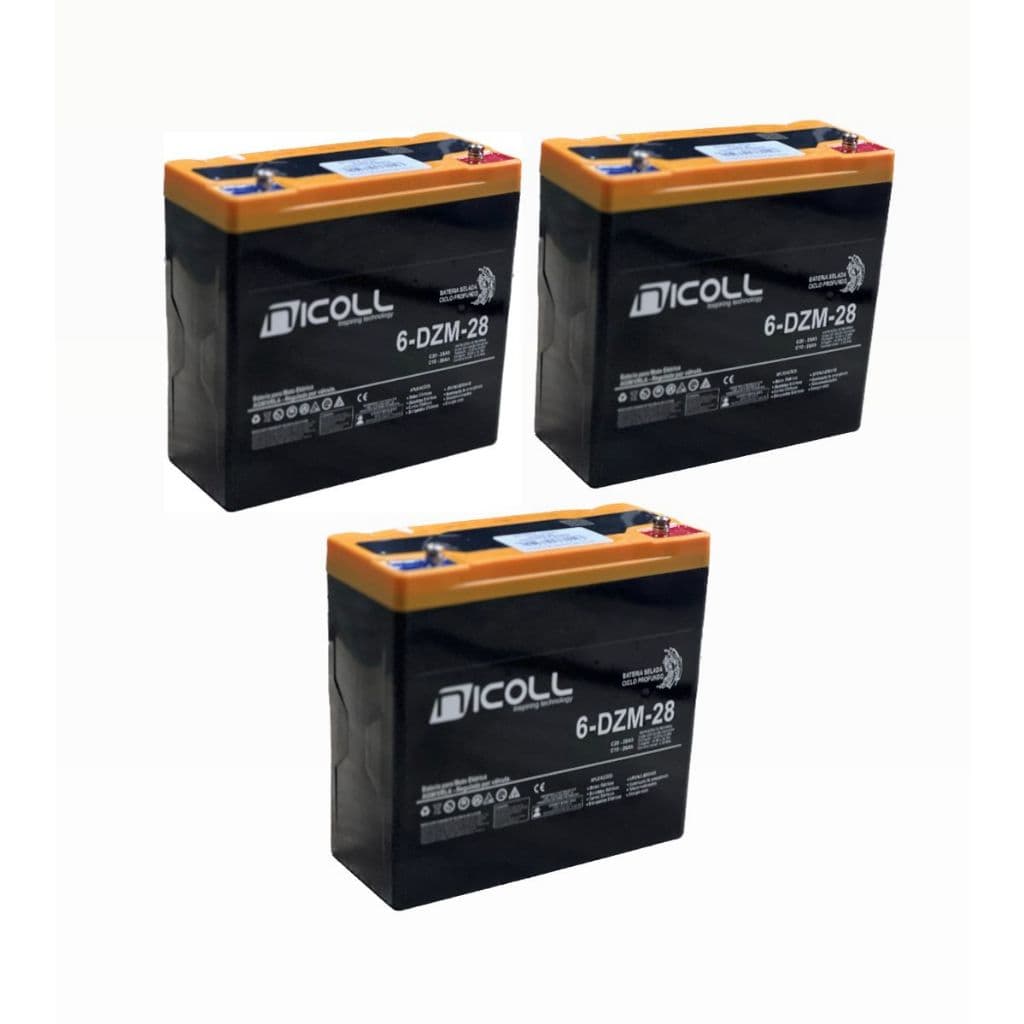 KIT 3 UNIDADES DA 12V 28AH PARA UTILIZAÇÃO EM CADEIRAS DE RODAS E SCOOTER ELETRICAS.