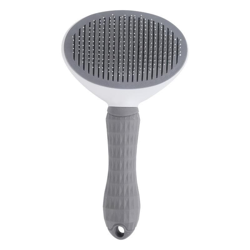 Escova Pente Autolimpante para Pets (Cães e Gatos) com Cerdas de Aço Inox Cinza - Pêlos de Cachorros