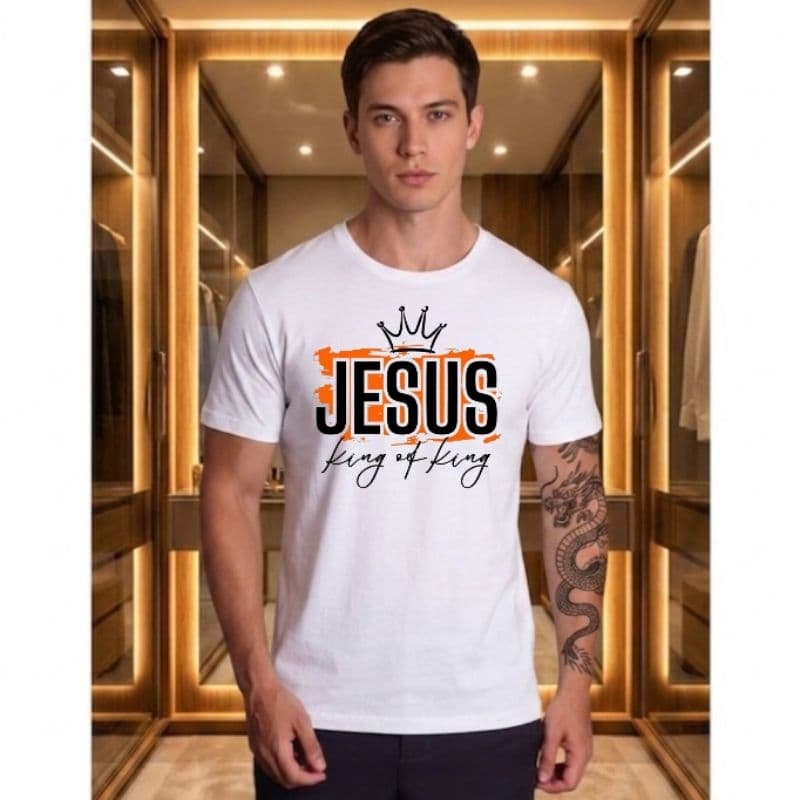 ​Camiseta Masculina Jesus King of Kings Streetwear Algodão Premium