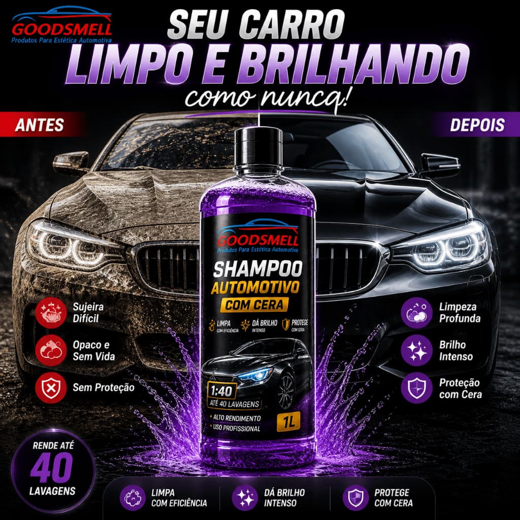 Shampoo Automotivo com Cera 1L Diluição 1:40 Espuma Ativa Brilho Intenso-vfloc-vonixx