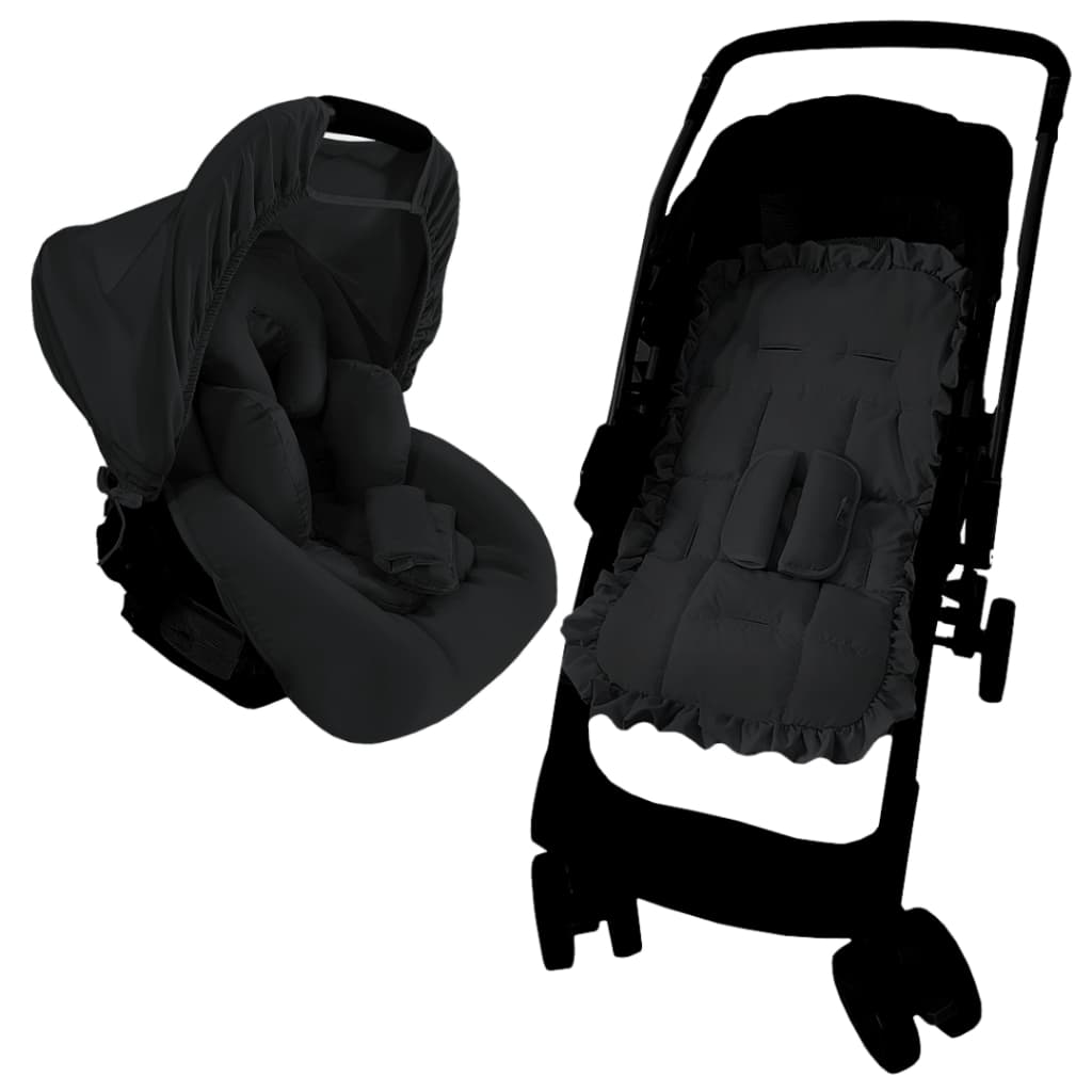 Kit-Capa de Carrinho de passeio com protetores de Cinto e Bebê Conforto: Capota Solar, Protetores Cinto e Apoio Redutor