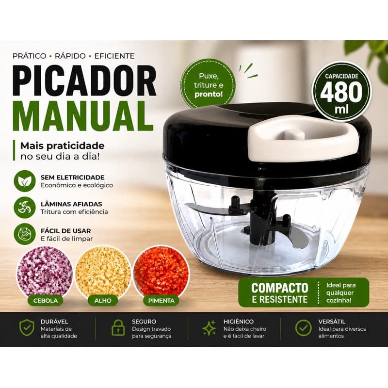 Processador De Alimentos 480ml Manual Preto