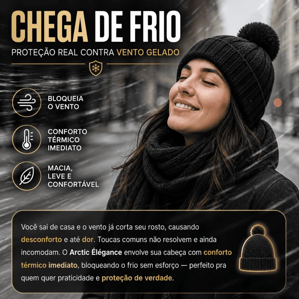 Touca Premium Arctic Élégance em Lã Térmica com Pompom – Elegância, Conforto e Proteção no Inverno